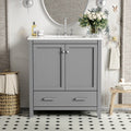 30 Inch Gray Bathroom Vanity with Single Sink, Storage Cabinet & Drawer
