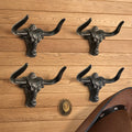 Cast Iron Cowboy Hat Rack for Wall, Antique Black, Set of 4