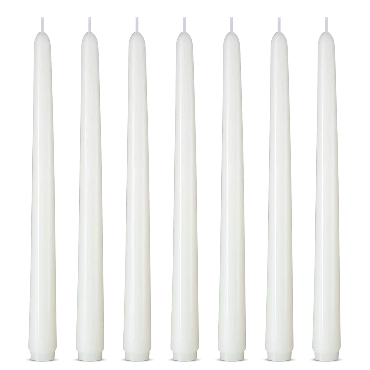 Set of 7 Unscented White Taper Candles Dripless 10 Inch Tall Skinny Candlesticks for Home Party Table Decoration