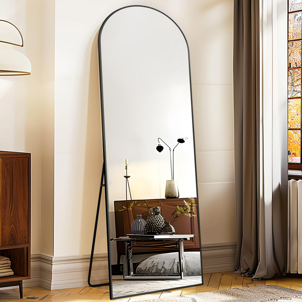 Arched Full-Length Mirror with Stand, 57" x 20" – Free-Standing Leaning Wall Mirror