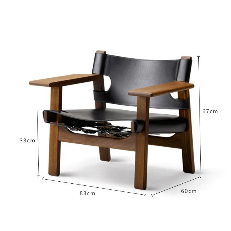 Spanish Chair Solid Wood Vintage Leather Sofa Chair