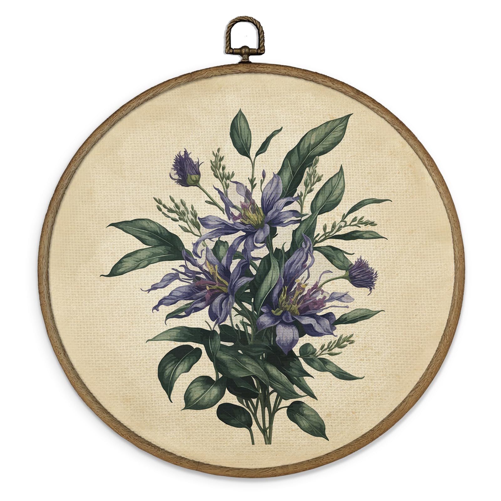 Retro Purple Floral Framed Wall Art, Vintage Botanical Print, 10x10