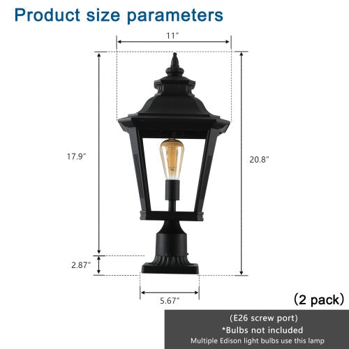 Outdoor Glass Pillar Light Fixture, 2-Pack - view 10