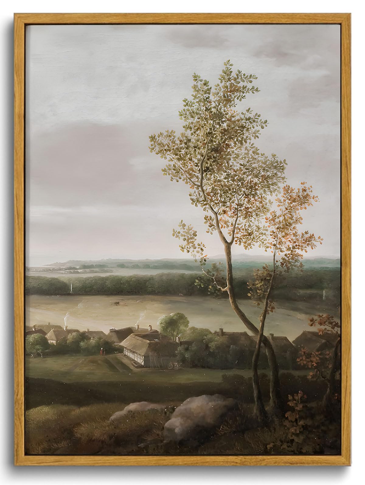 Vintage French Countryside Landscape Framed Canvas Wall Art