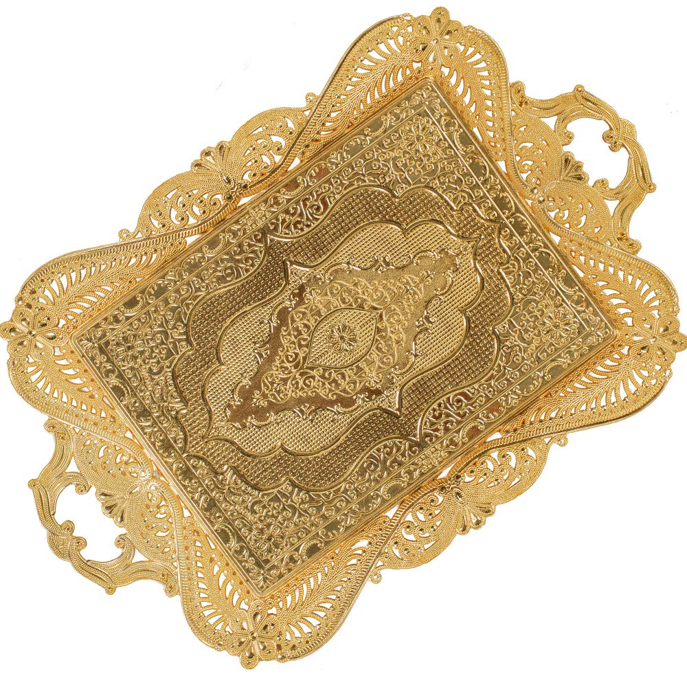 Gold Turkish-Style Coffee & Tea Serving Tray, Rectangle