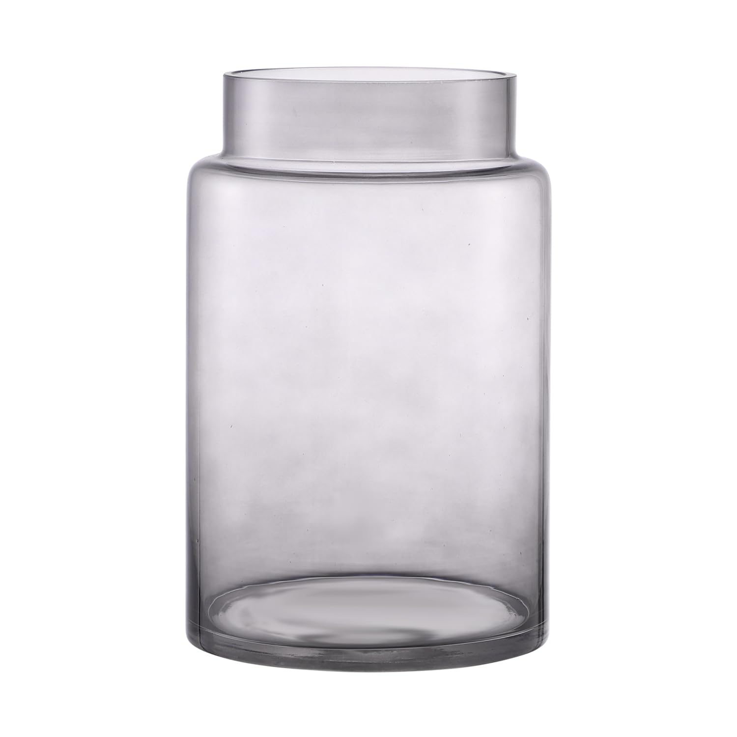 PORPAN Large Glass Vase 9 Inch Flower Vase Grey Vase Glass Flower Vase for Bouquet Tall Vase Wide Mouth Vase for Flowers Large Vase for Home Wedding Living Room Office Decor