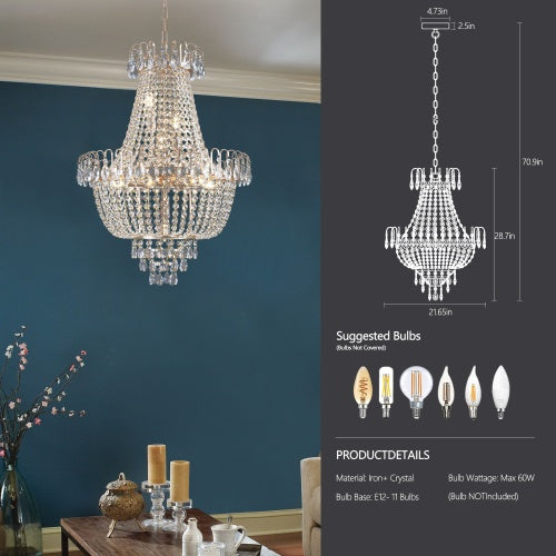 Golden Crystal Chandelier, Large Modern Luxury Style