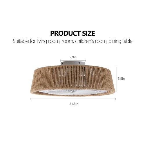 Bohemian Style LED Dimmable Ceiling Light with Built-in Fan, Remote Control