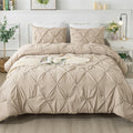 Khaki Pinch Pleat Comforter Set — Full, Pintuck, 3 Piece
