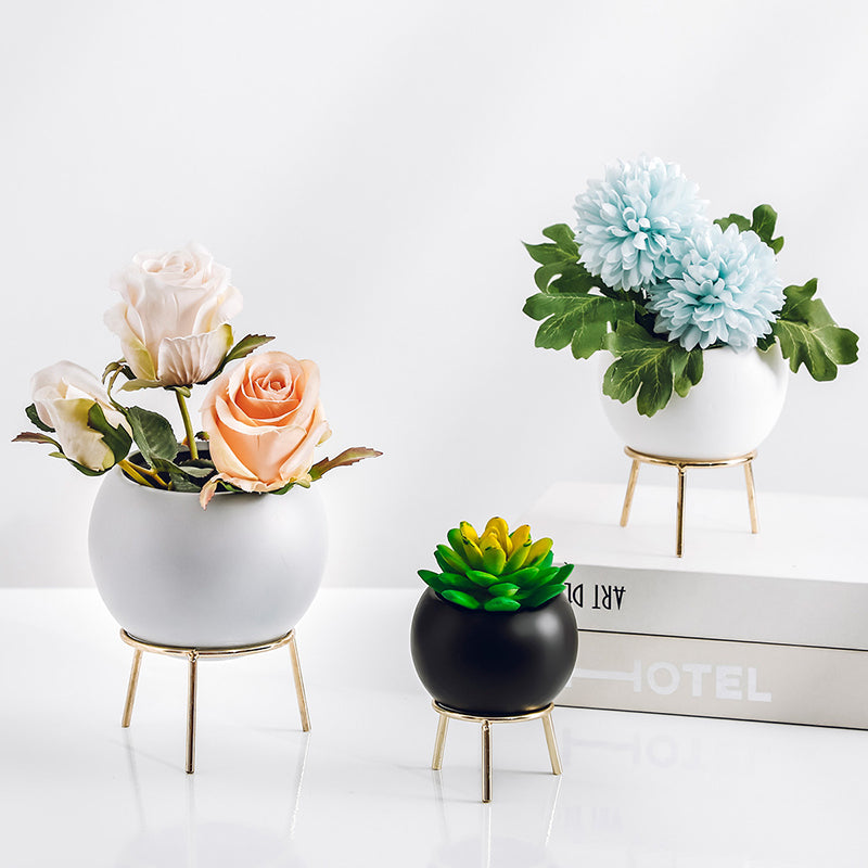 Nordic Ceramic Round Hydroponic Succulent Planter
