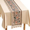 ISAENNE Designer Elegant Linen Table Runner 118 Inches Farmhouse Silver Lotus Flowers Pattern Long Table Runners for ThanksgivingDining RoomBanquetHolidayChristmasNew Year12"*118"