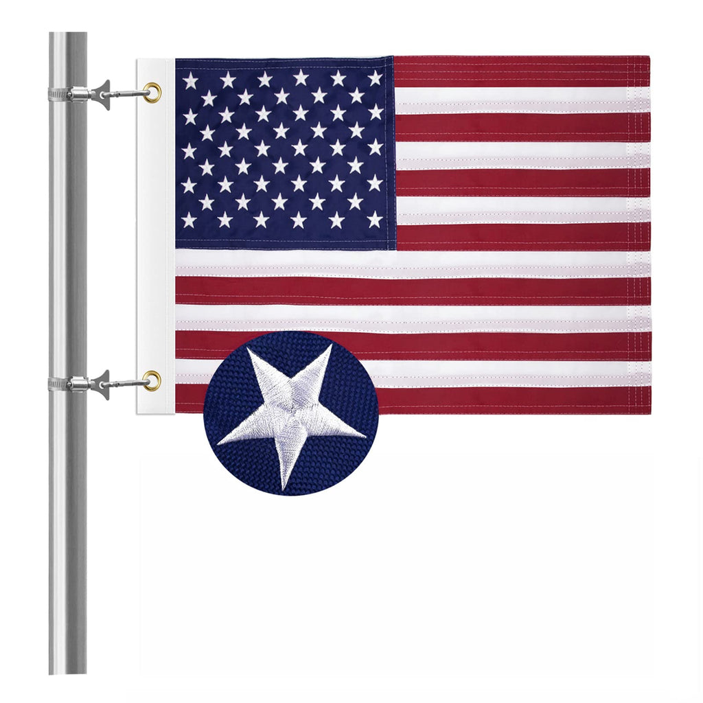 American Boat Flag with Embroidered Stars, 12 x 18 Inch