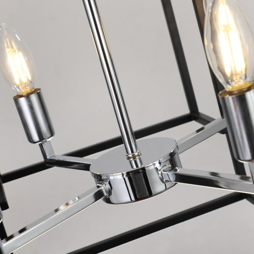8-Lantern Tiered Chandelier, Industrial Farmhouse Style