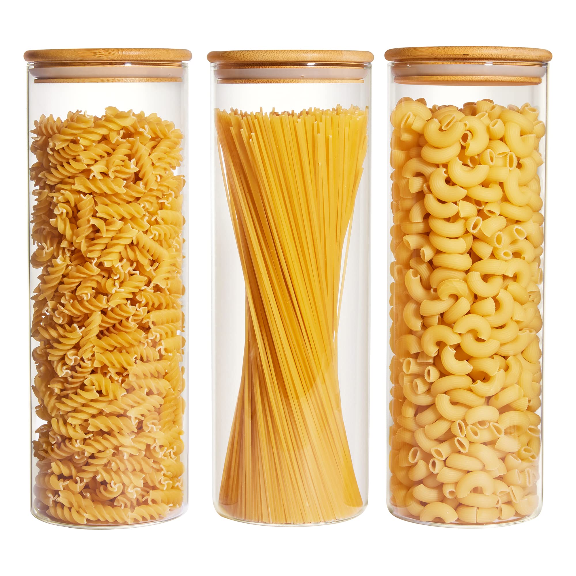 70 oz Glass Food Storage Jars with Airtight Bamboo Lids, Set of 3