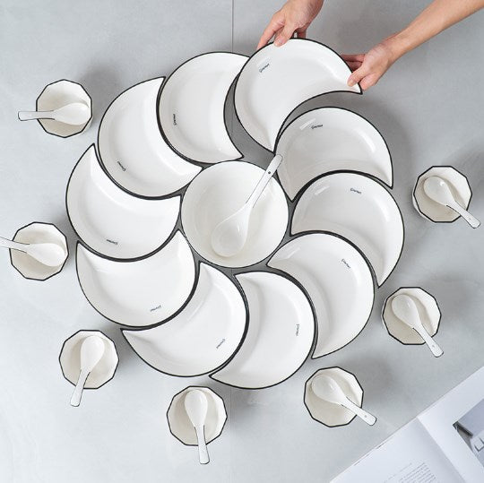 Creative Minimalist Moon-Shaped Serving Plate Set