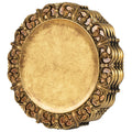 MAONAME 13" Antique Gold Charger Plates with Embossed Rims Set of 4 Plastic Plate Chargers for Dinner Plates Table Setting
