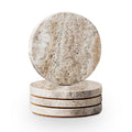 WORHE Marble Coasters for Drinks Set of 4 Coasters Modern Home Decor for Coffee Natural Marble Stone for Housewarming Party Hotel Decoration Christmas Anniversary Travertine Gray (WH056)