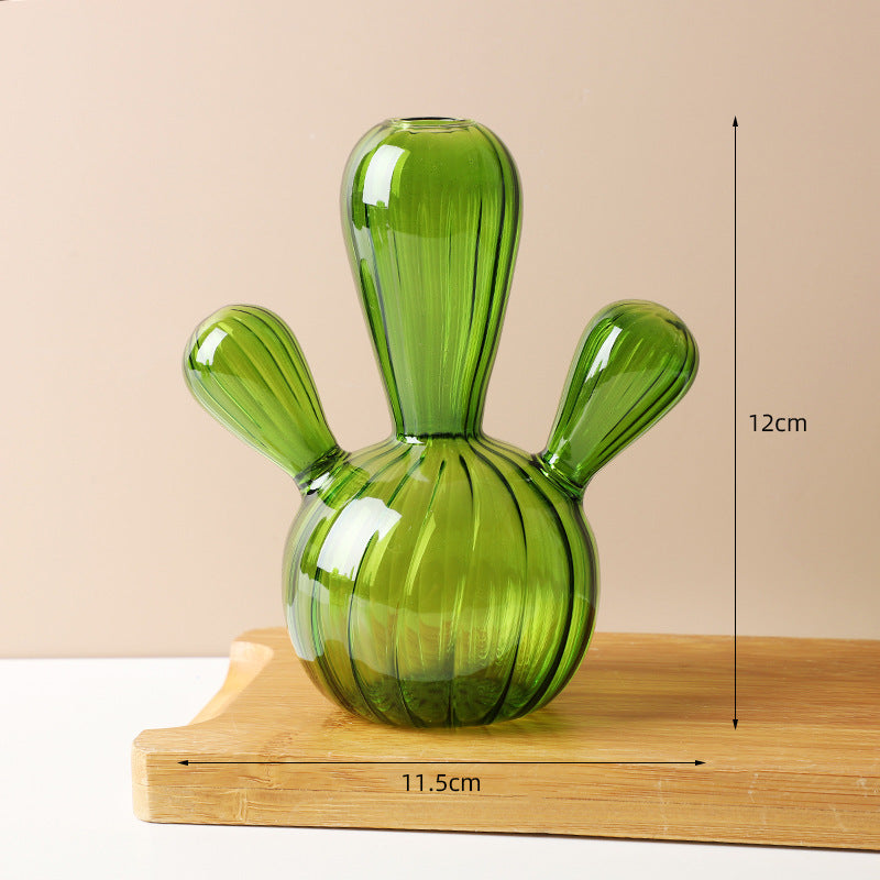 Minimalist Cactus Glass Vase for Desktop Decoration