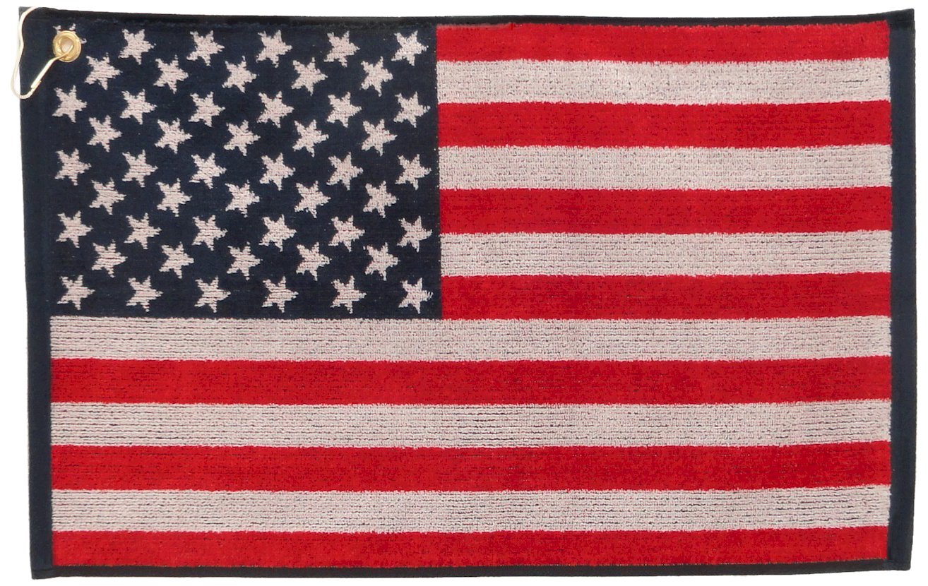 USA Flag Golf Towel, Jacquard Style, 16 x 24 Inch
