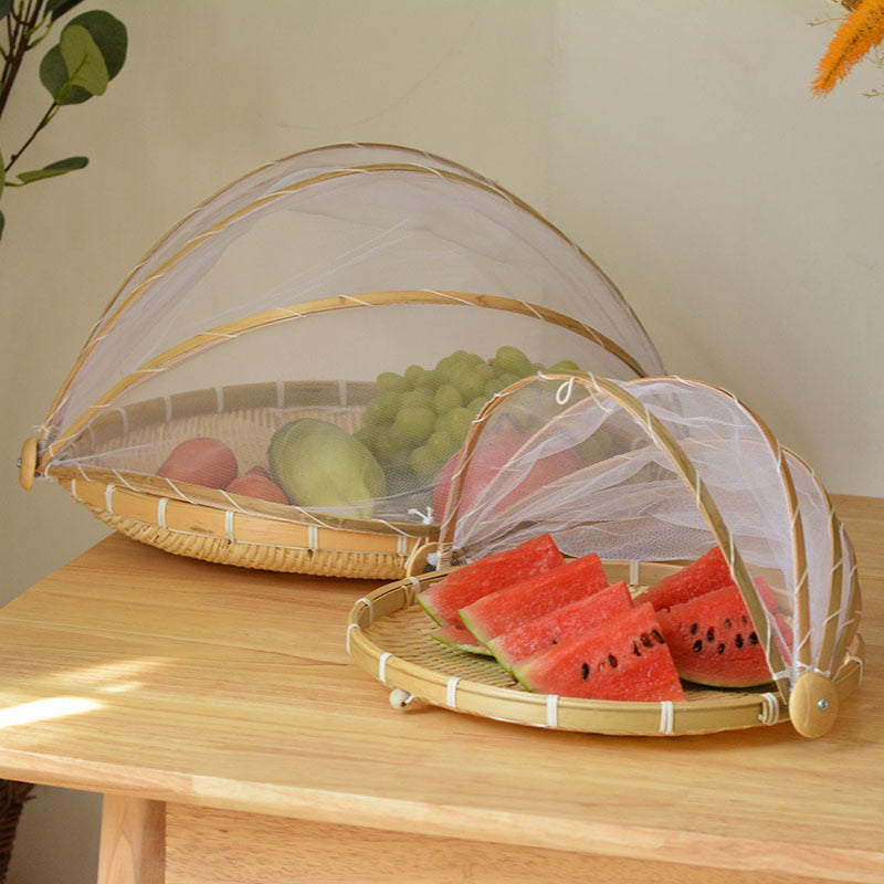 Bamboo Food Cover and Drain Basket for Kitchen Use
