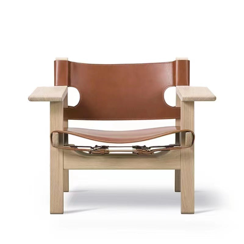 Spanish Chair Solid Wood Vintage Leather Sofa Chair
