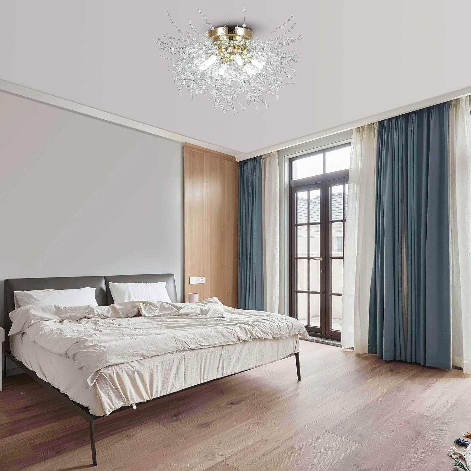 Crystal Recessed Chandelier, Modern Satellite Style