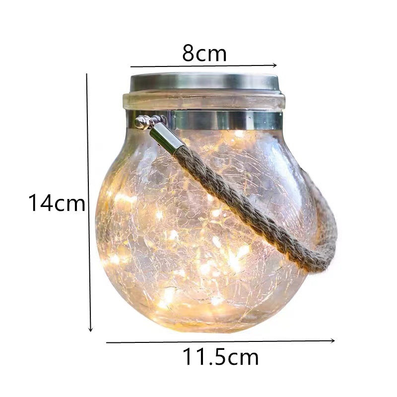 Outdoor Solar LED Courtyard Light with Glass Crackle Ball
