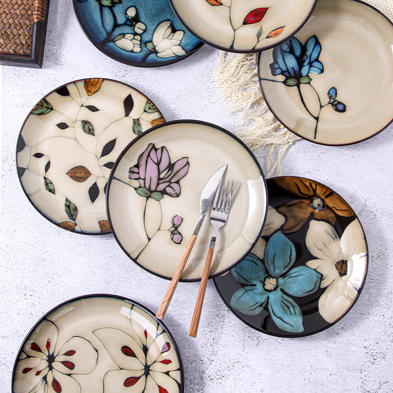 Hand Painted Ceramic Plate with Glaze Finish