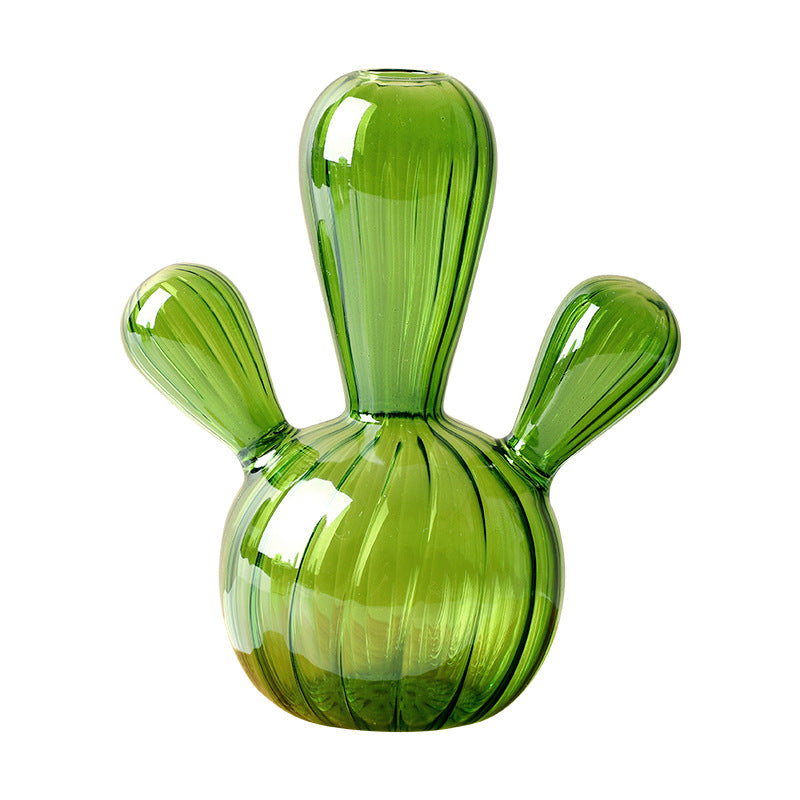 Minimalist Cactus Glass Vase for Desktop Decoration