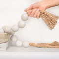 RUIRUICO Extra Large Wood Bead Garland with 1.6" Diameter Wood Beads Wooden Beads Garland with Tassels Decorative Beads Home Decor Farmhouse Beads Decor (Rustic White 67 Inches)