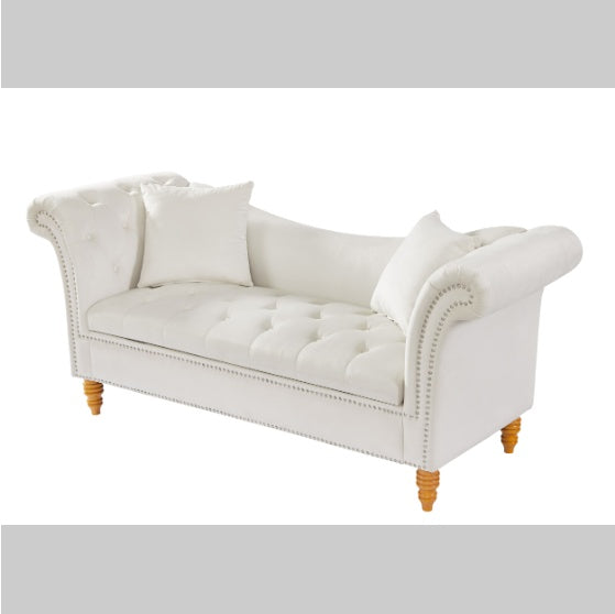 Velvet Ottoman, Beige