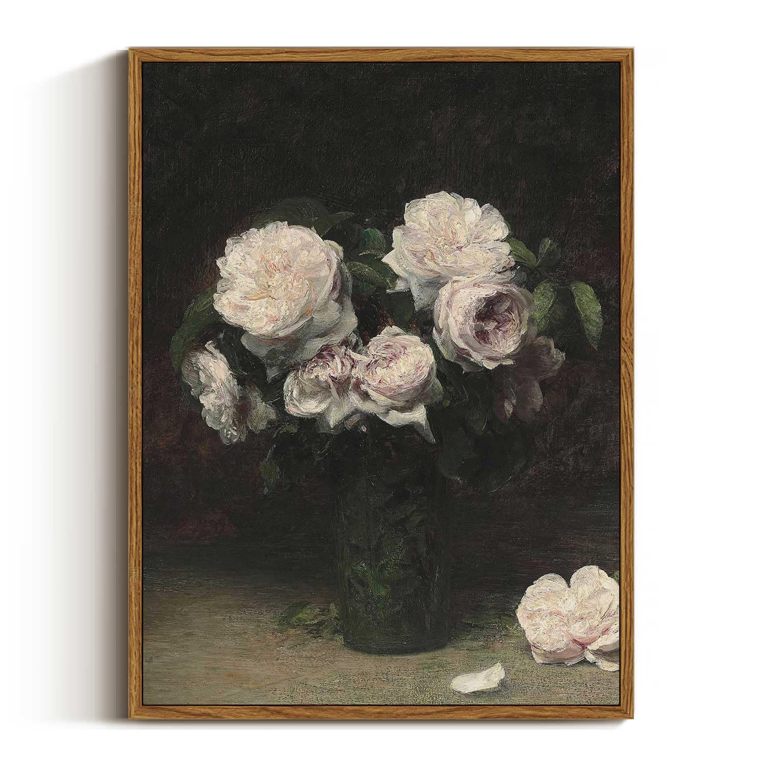 Rose Flower Vintage Framed Wall Art, Farmhouse Still Life, 12x16
