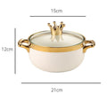 Ceramic Instant Noodle Bowl with Lid for Dorm Use