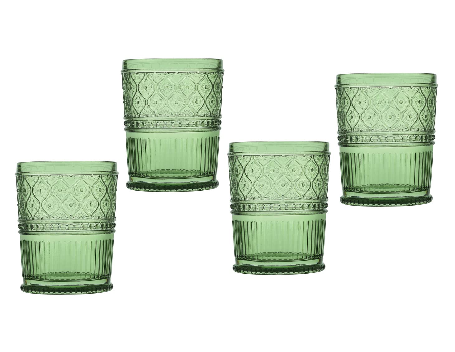 Godinger Old Fashioned Whiskey Glasses Drinking Glasses Vintage Decor Glass Cups Water Glasses Cocktail Glasses - Claro Collection 12oz Sage Set of 4