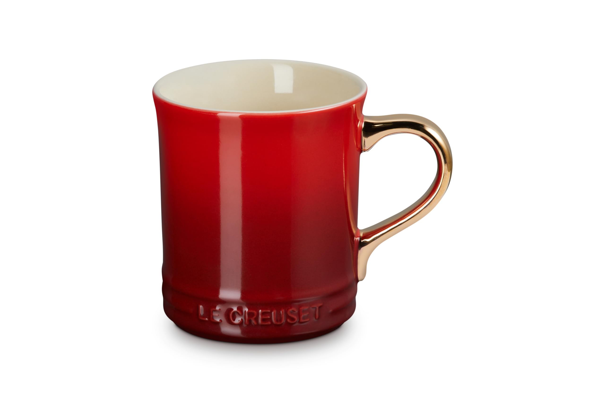 Le Creuset Vancouver Mug with Gold Metallic Handle, 14 oz, Cerise
