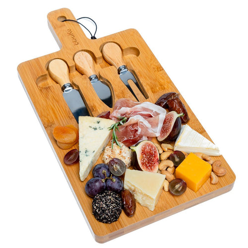 Bamboo Cheese Board and Knife Set, 12 x 8 in