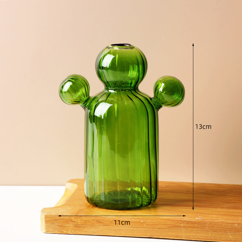 Minimalist Cactus Glass Vase for Desktop Decoration