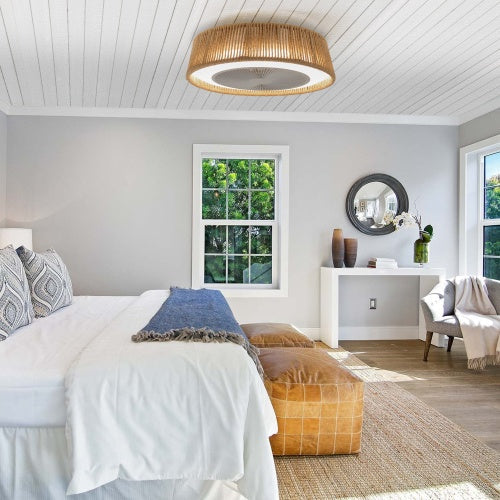 Bohemian Style LED Dimmable Ceiling Light with Built-in Fan, Remote Control