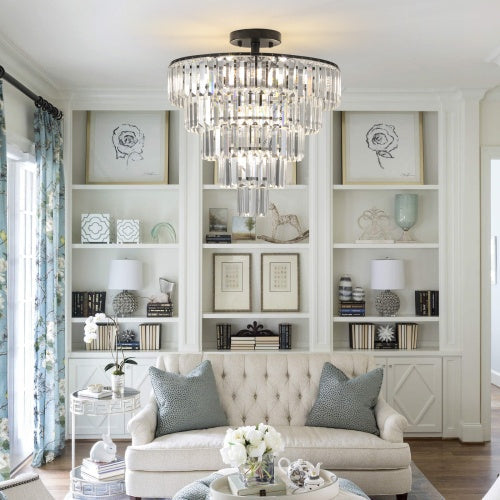 Large Black Crystal Chandelier, Contemporary Style, Dining & Living Room