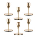 Gold Taper Candle Holders for Candlestick: Candeldo Christmas Candles Holder Bulk Table Centerpiece Set of 6 Metal Candles Stand Wedding Decor