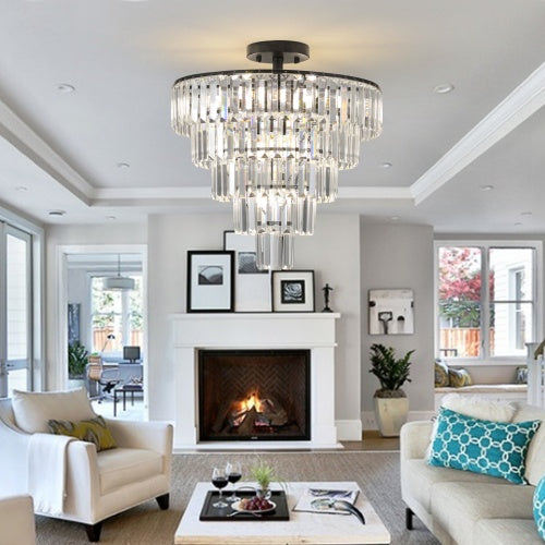Large Black Crystal Chandelier, Contemporary Style, Dining & Living Room