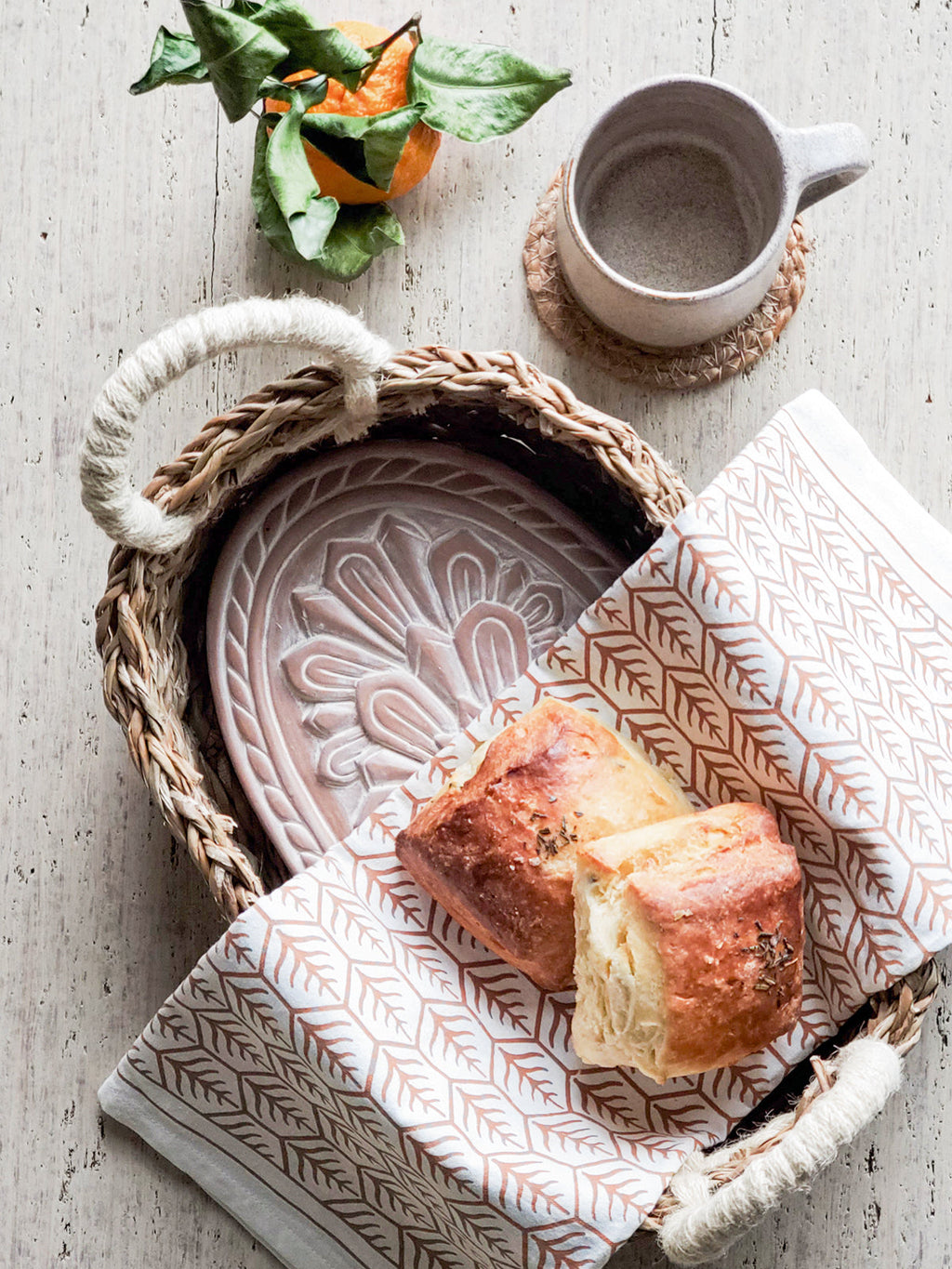 Bread Warmer & Basket Gift Set with Tea Towel - Flower-4