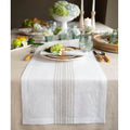 Solino Home Stripe Linen Table Runner 120 inches Long – 100% Pure Linen Natural and White Table Runner 18 x 120 Inch – Machine Washable Farmhouse Spring Table Runner
