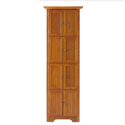 4-Tier 72 Corner Kitchen Pantry Storage Cabinet With 8 Doors Tall Storage Cabinet, Corner Cabinet And Adjustable Shelves, Home Farmhouse Bookshelf Cabinet For Bathroom, Living Room, Kitchen OAK