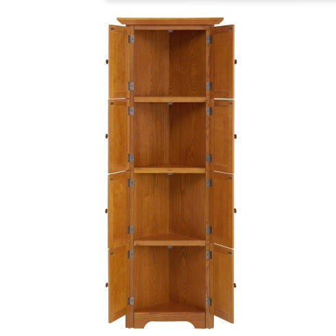 72-Inch Oak Corner Pantry Cabinet - view 2