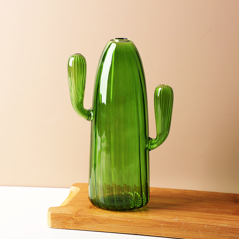 Minimalist Cactus Glass Vase for Desktop Decoration