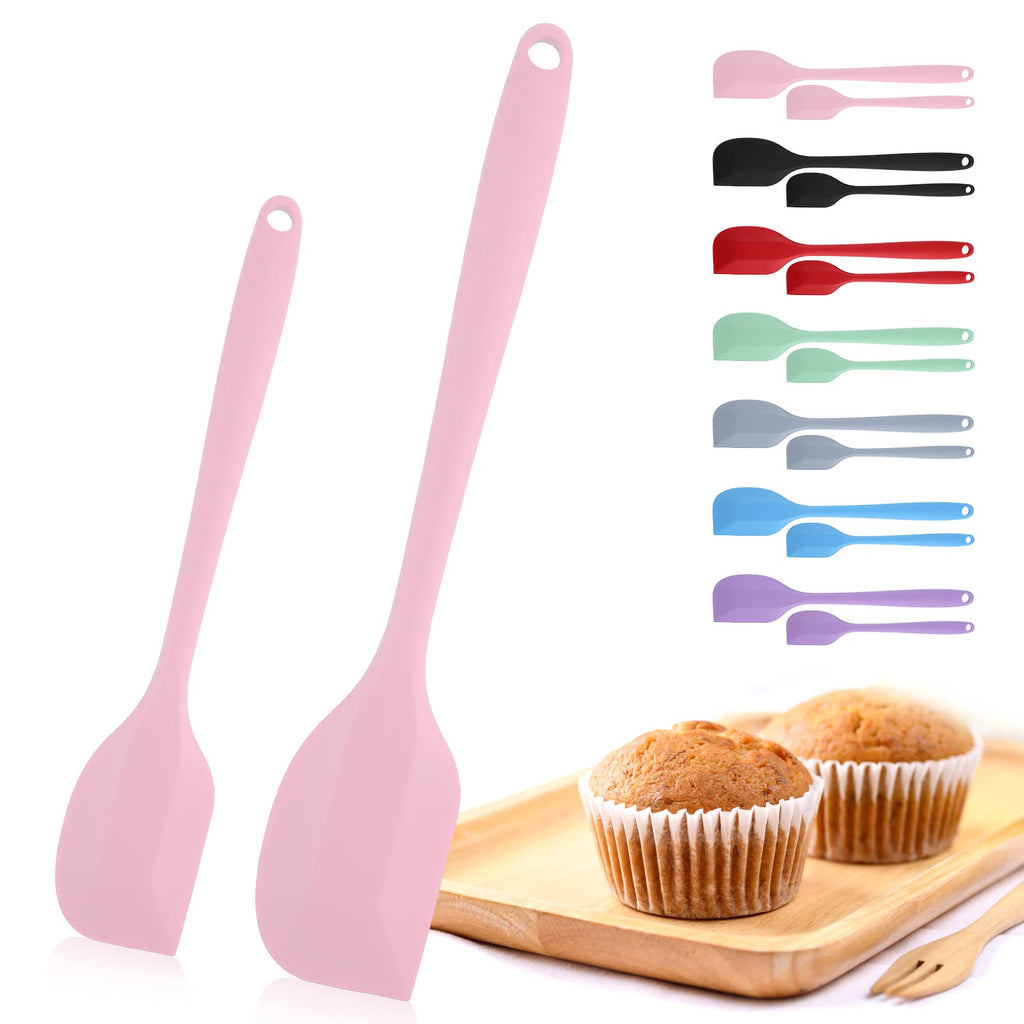 2-Piece Silicone Spatula Set, Heat Resistant, Pink