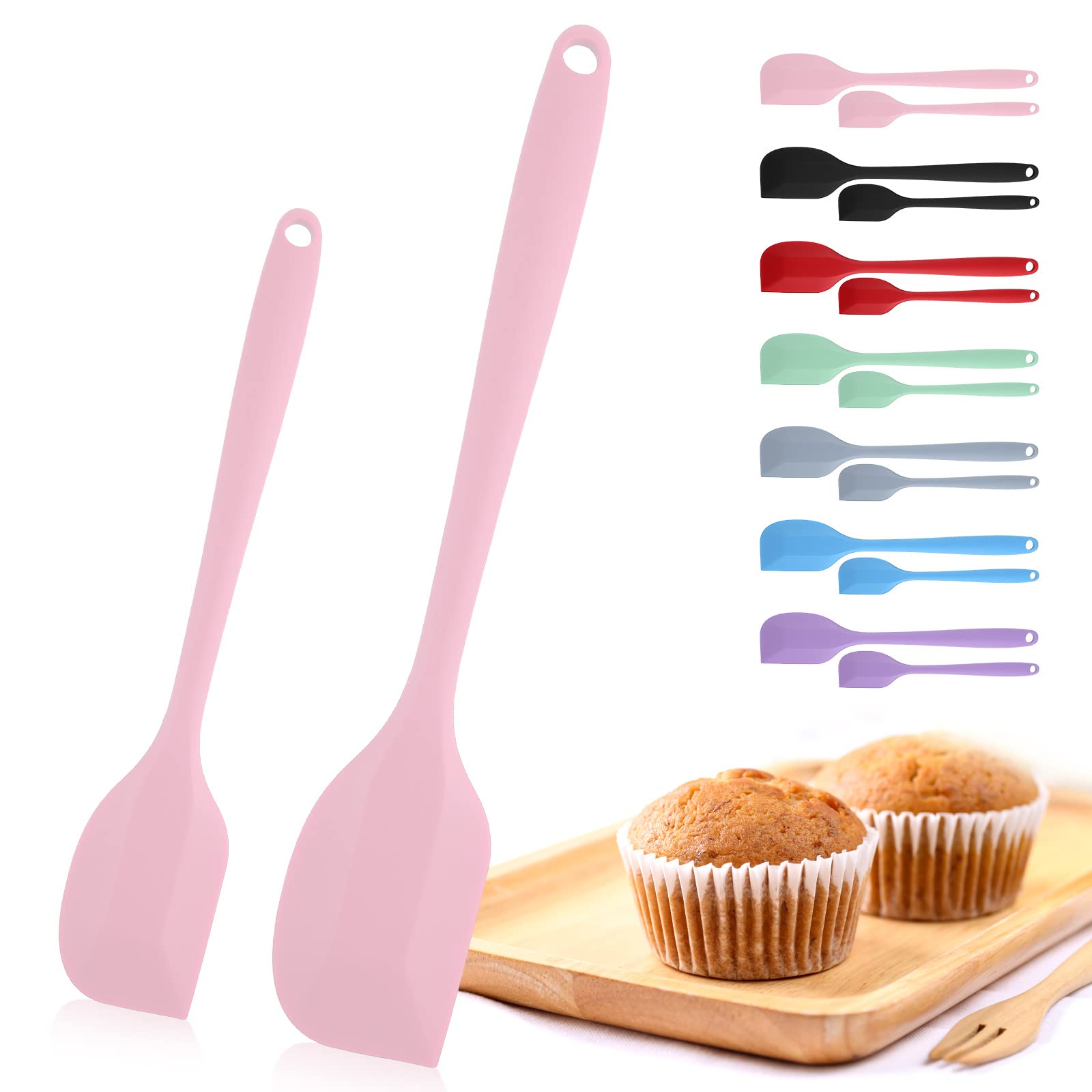 2-Piece Silicone Spatula Set, Heat Resistant, Pink