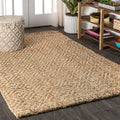 JONATHAN Y NFR100A-6 Hira Hand Woven Diamond Chunky Jute Natural 6 ft. x 9 ft. Area Rug Easy to Clean Non-Shedding for Home Kitchen Living Room Bedroom Dining Room