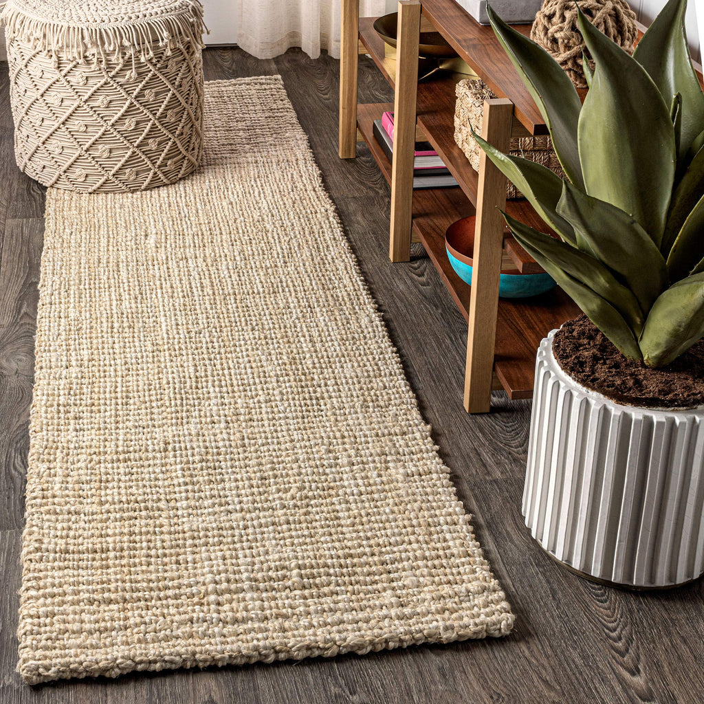 JONATHAN Y NFR103A-210 Hiro Hand Woven Chunky Jute Ivory 2 ft. x 10 ft. Runner Rug Easy to Clean Non-Shedding for Home Kitchen Living Room Bedroom Dining Room